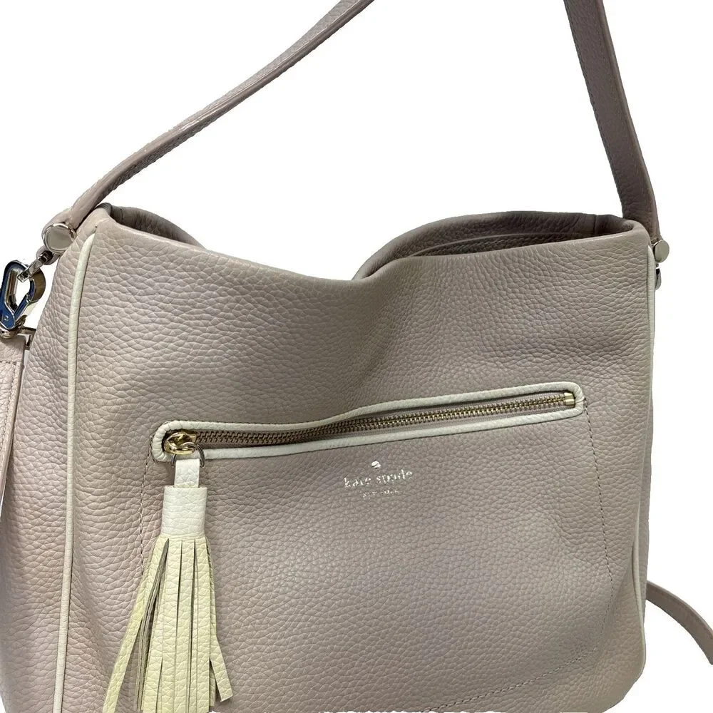 Kate Spade Michaela Crossbody Blush Pink Gray Trim Pebble Leather Cross  Strap
